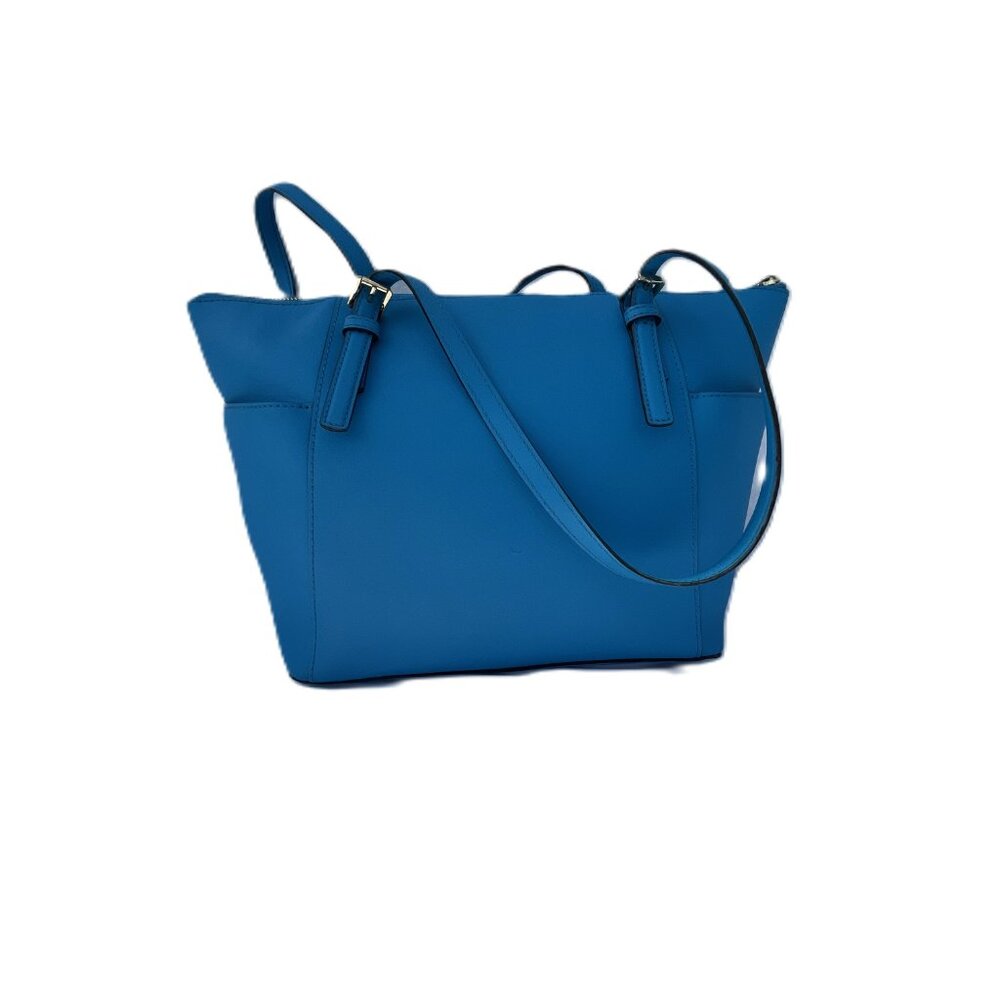 Michael Kors Blue Leather Shoulder Bag with Gold Hardware - Picture 6 of 13